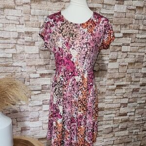 Notations Floral Lace Women's Dress - Pink and Orange